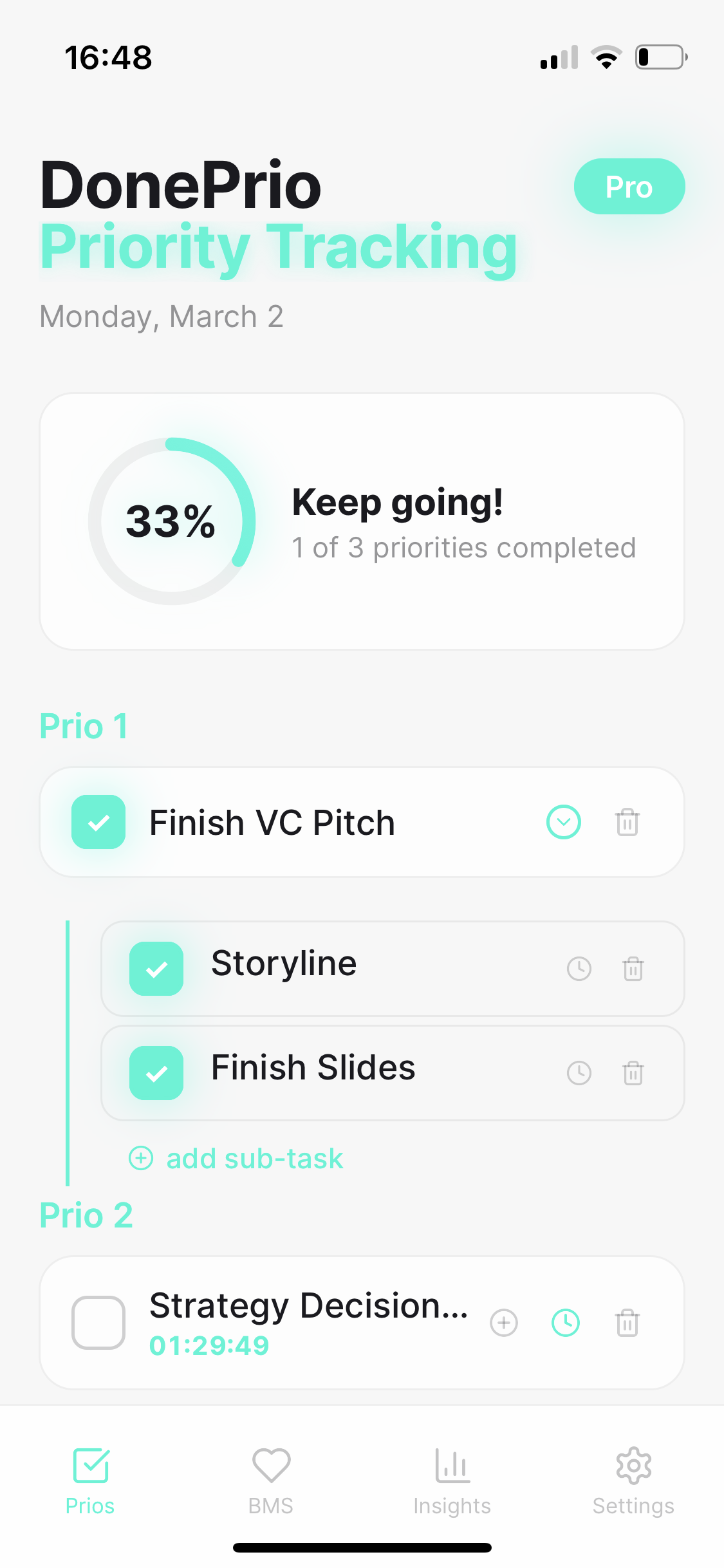 Priority Tracking Screen
