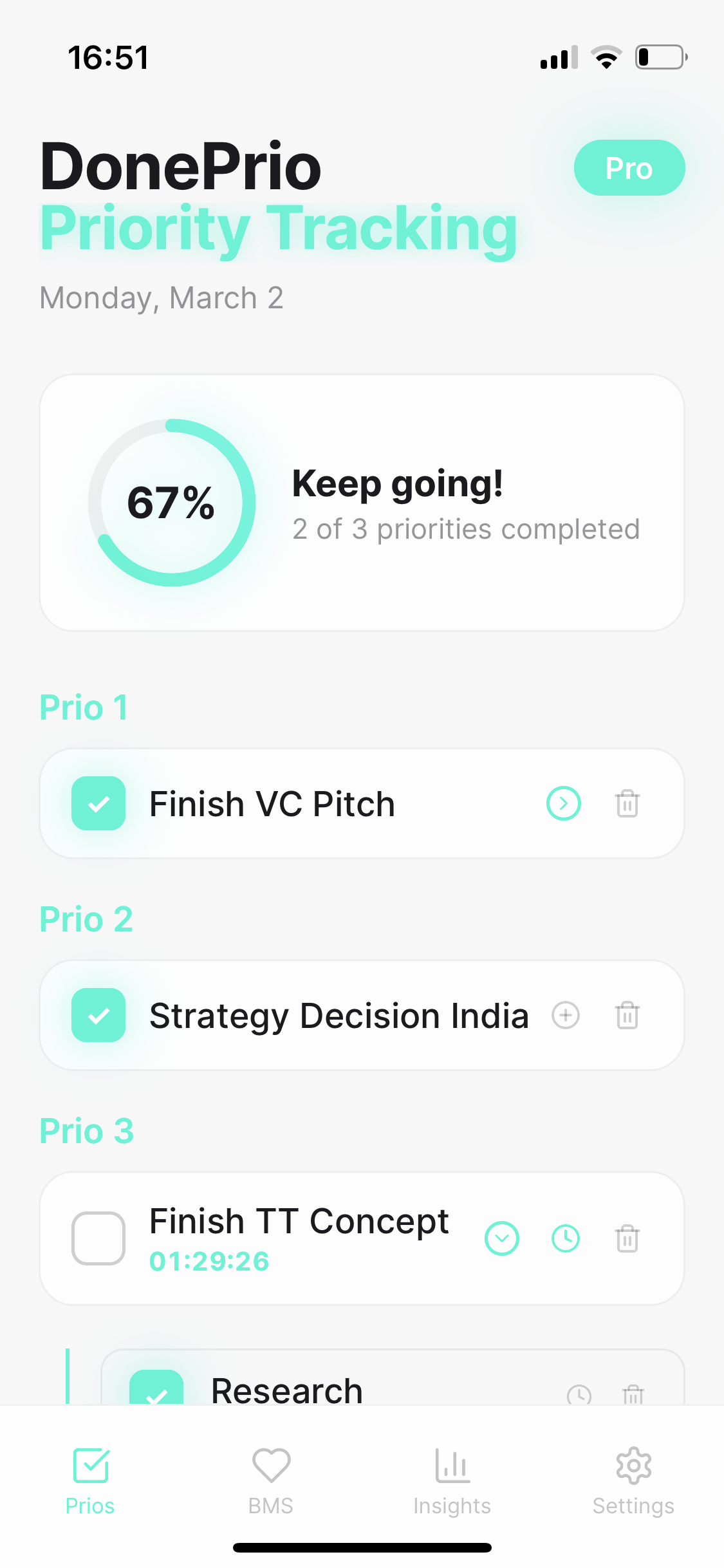 DonePrio Priority Tracking